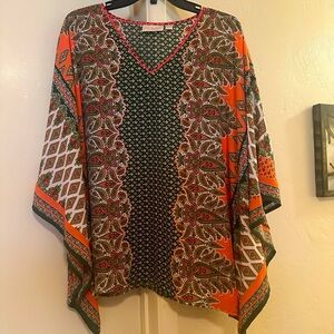 Belle by Kim Gravel Vibrant Orange and Green Tunic